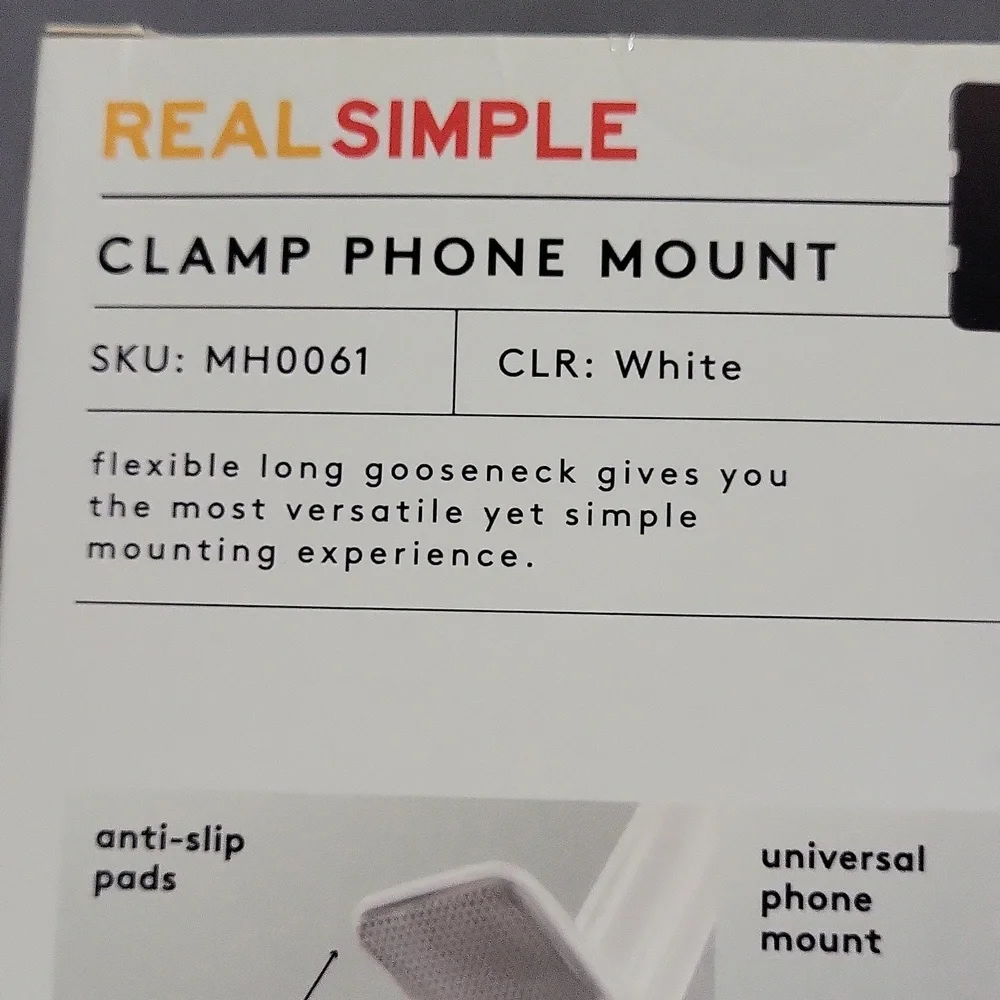 Real Simple clamp phone mount, white